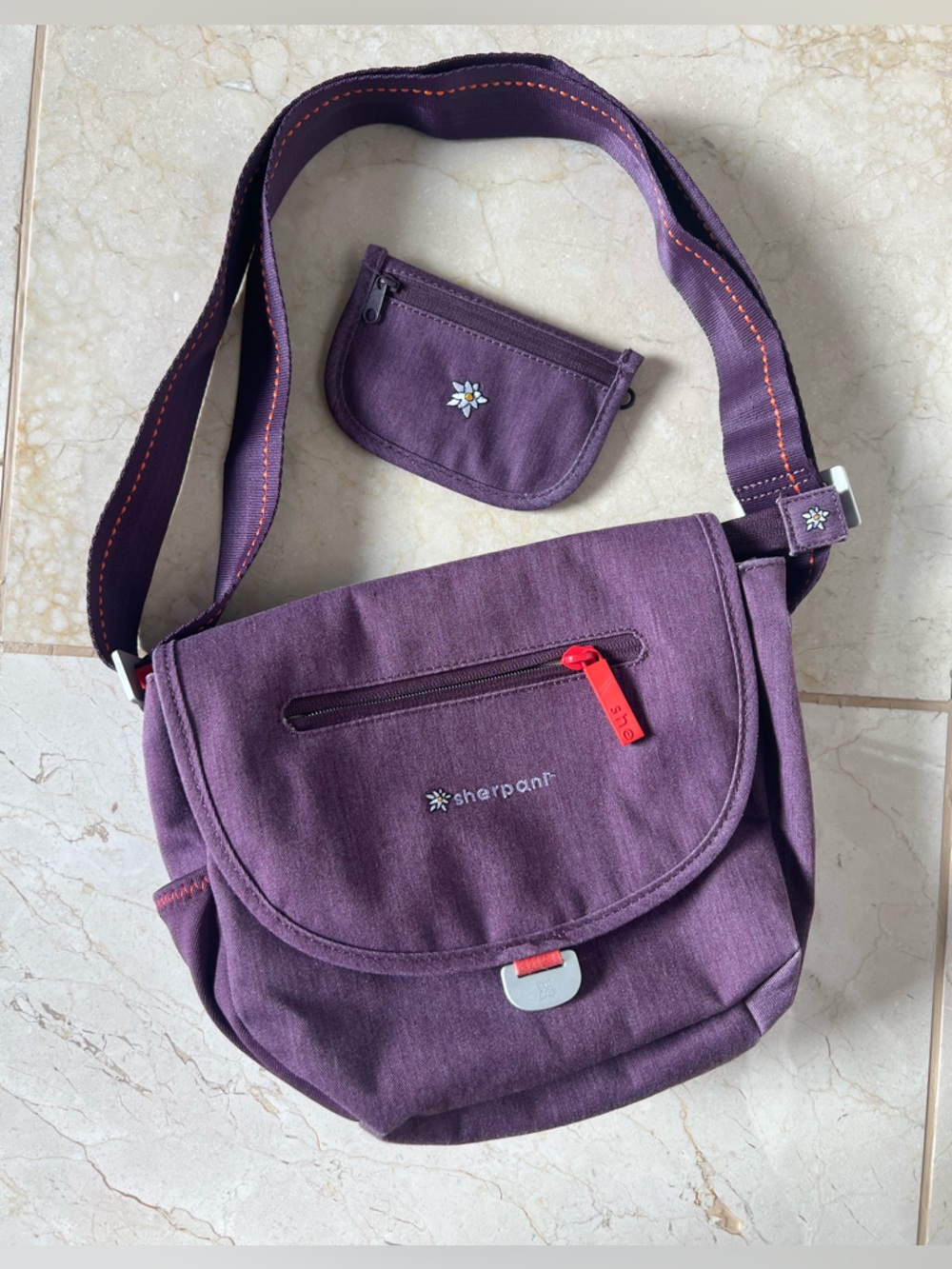 Sherpani Milli Crossbody Messenger Bag & Matching Wallet Purple Travel Outdoor